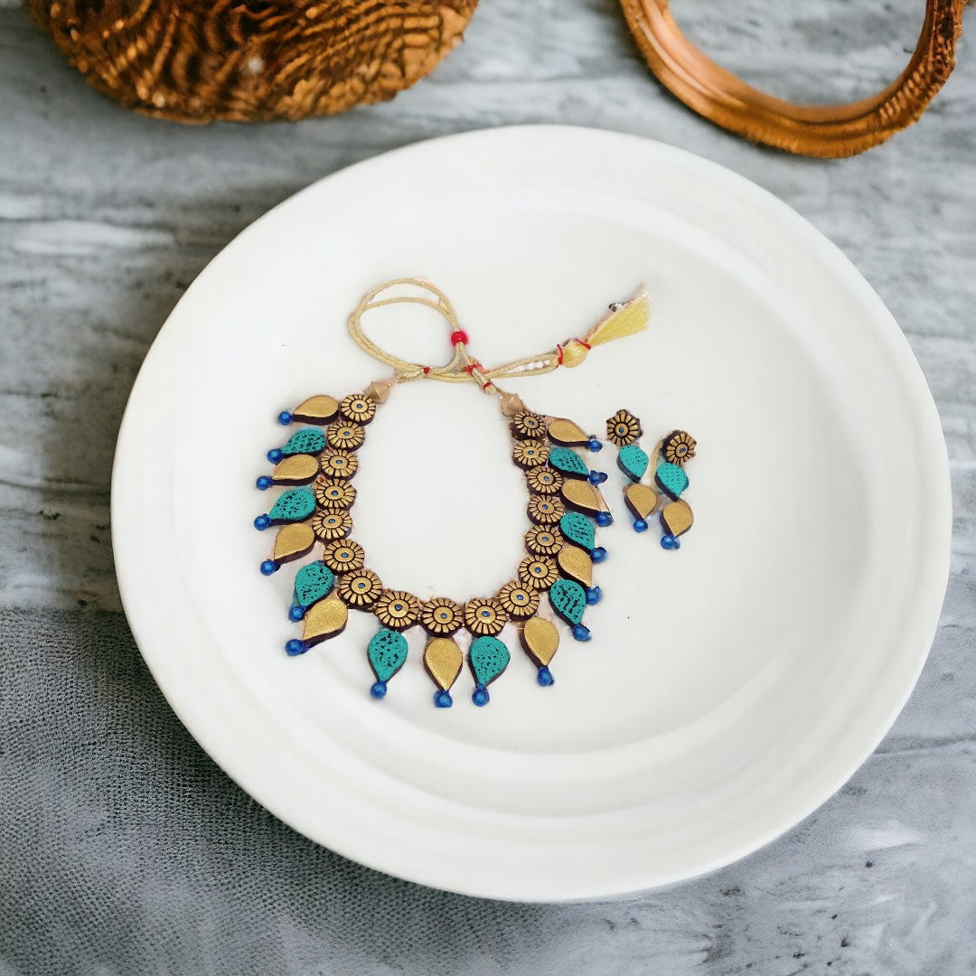 Nature's Symphony Earthen Clay Necklace Set