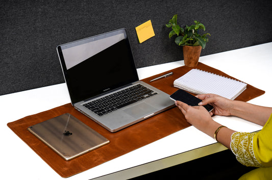 Crunch Tan Leather Desk Mat