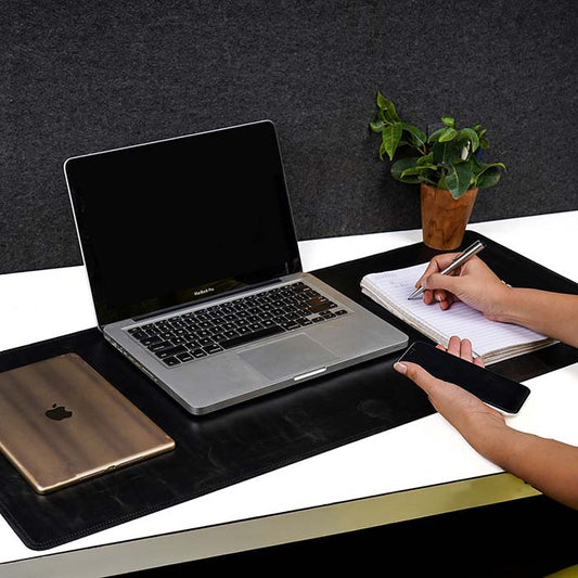 Black Leather Laptop Mat