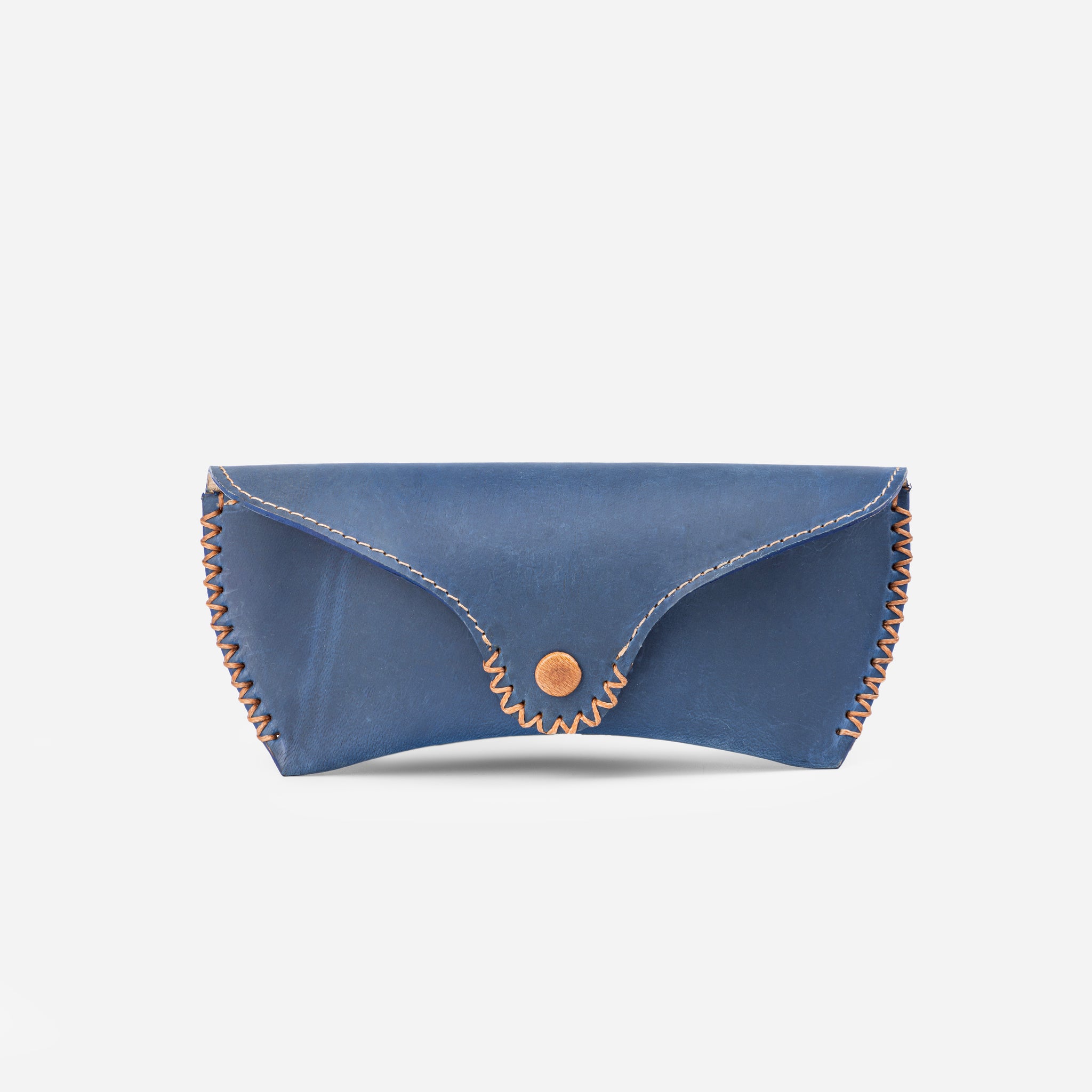 Blue Waxed Leather Sunglasses Case