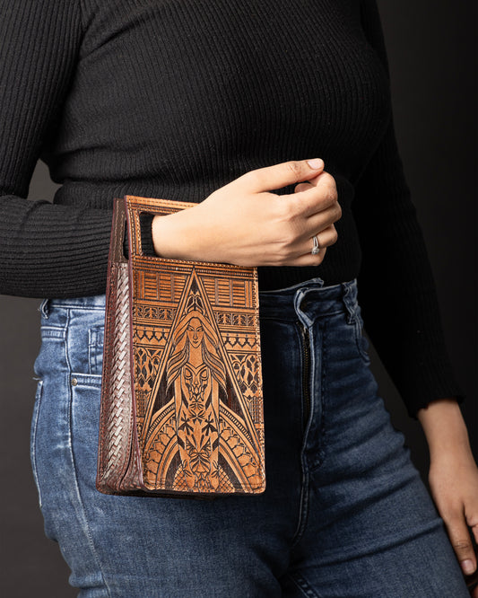 Guardian Angel Handtooled Leather Clutch Bag