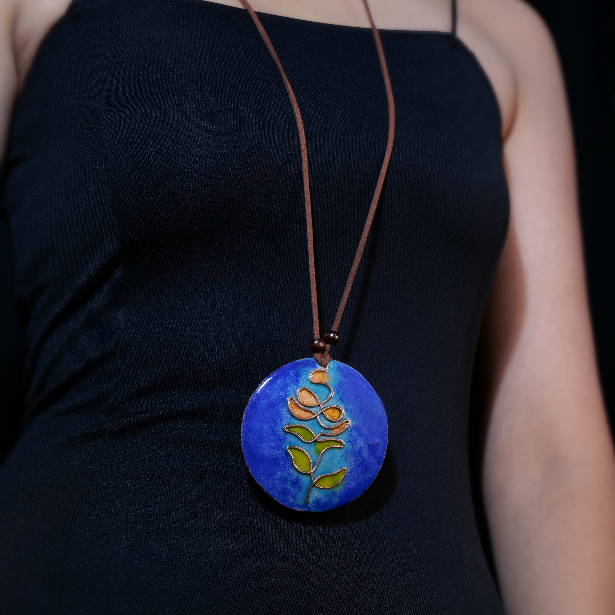 Handmade Treow Copper Enamel Necklace