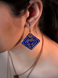 Handmade Blue Rhombus Copper Enamel Set