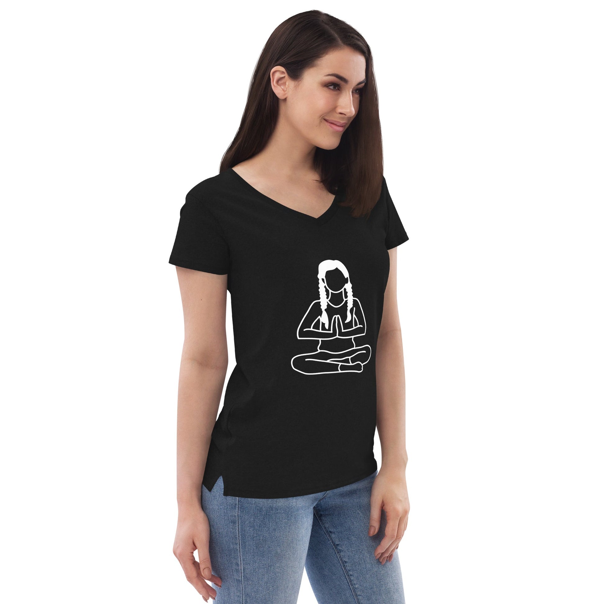 Women's Recycled V-Neck T-Shirts featuring Hatha Yoga