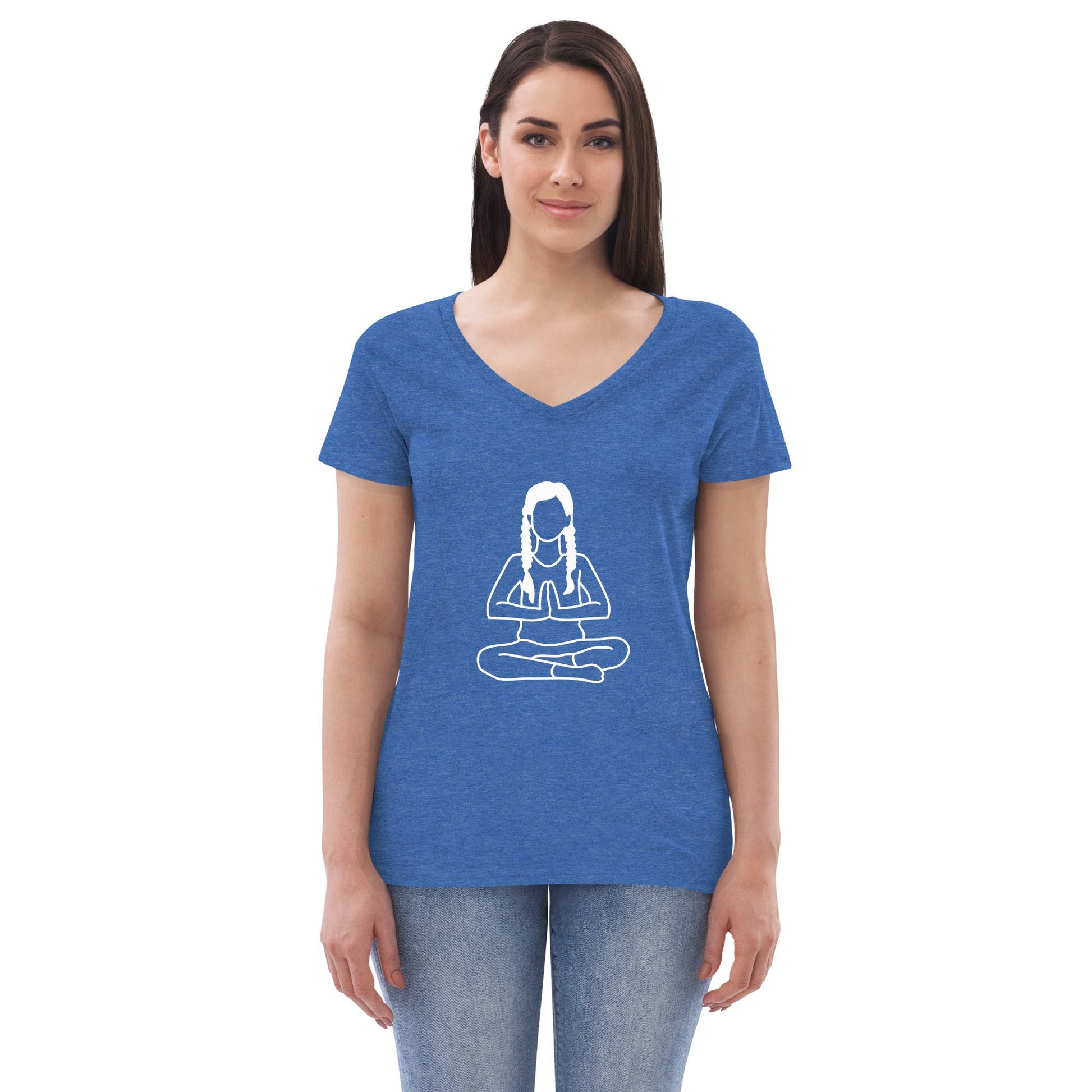 Women's Recycled V-Neck T-Shirts featuring Hatha Yoga