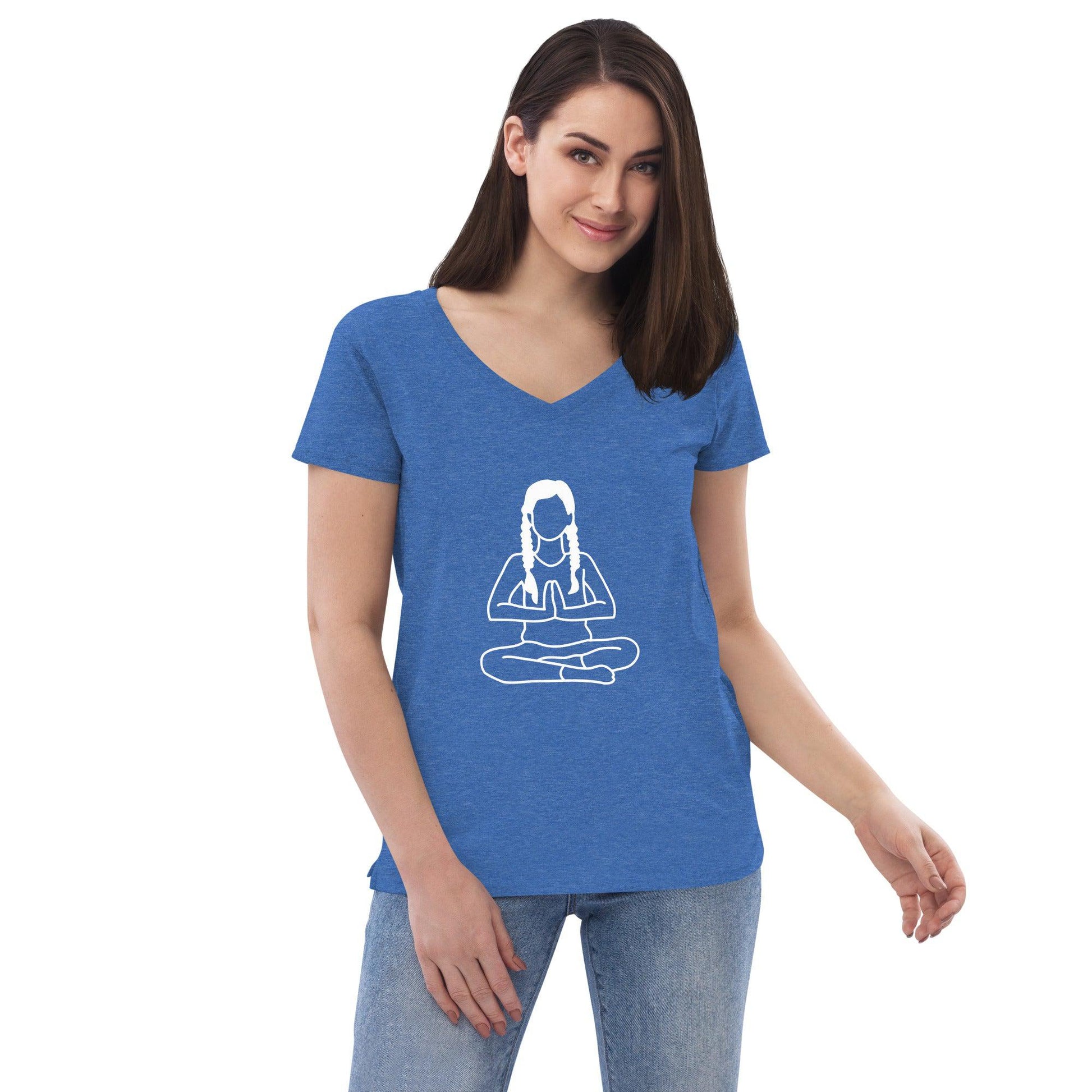 Women's Recycled V-Neck T-Shirts featuring Hatha Yoga