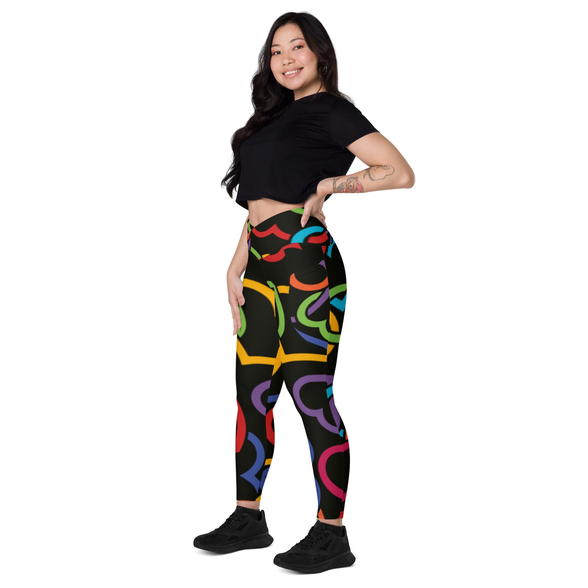 Heart Crossover Leggings With Pockets