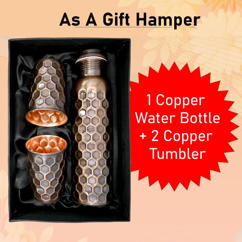 Antique Black Copper Water Bottle / Tumbler - Gift Set