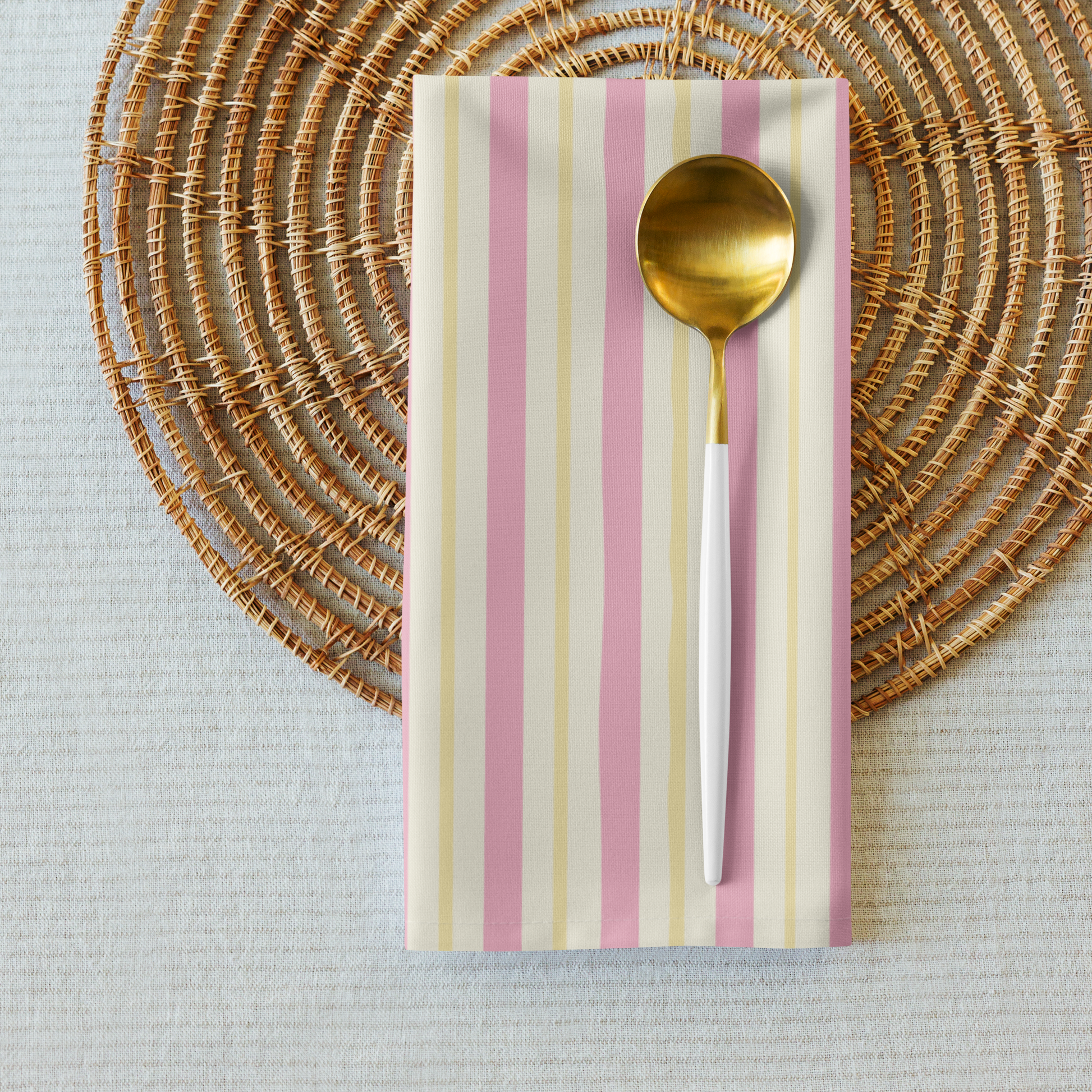 Pink and Cream Cloth Napkin Set