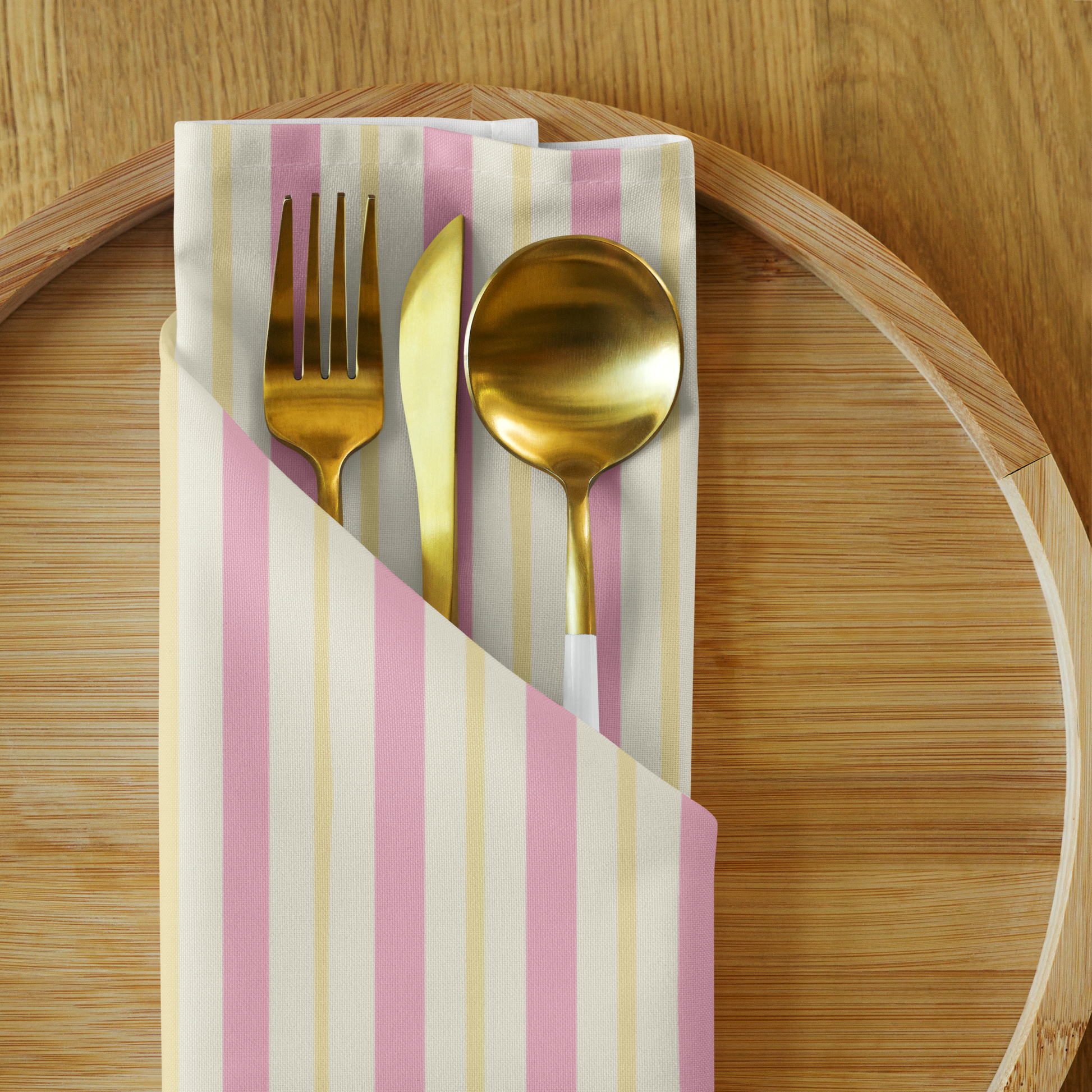 Pink and Cream Cloth Napkin Set