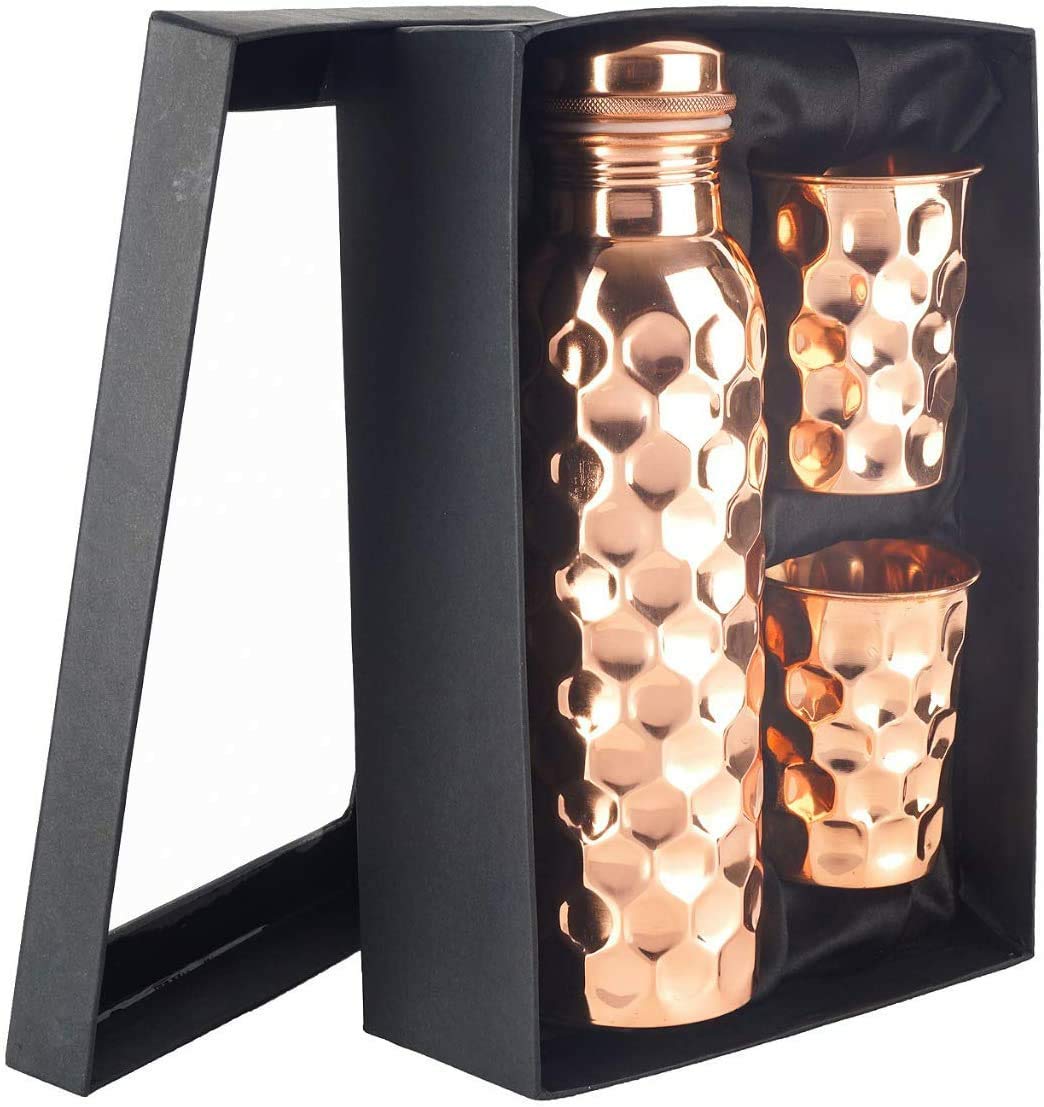 Diamond Pure Copper Bottle / Tumblers - Gift Set