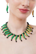 Green & Red European Chili Clay Jewelry Set – Handmade Statement Earrings | Perfect Mother's Day Jewelry