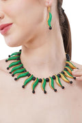 Green & Red European Chili Clay Jewelry Set – Handmade Statement Earrings | Perfect Mother's Day Jewelry