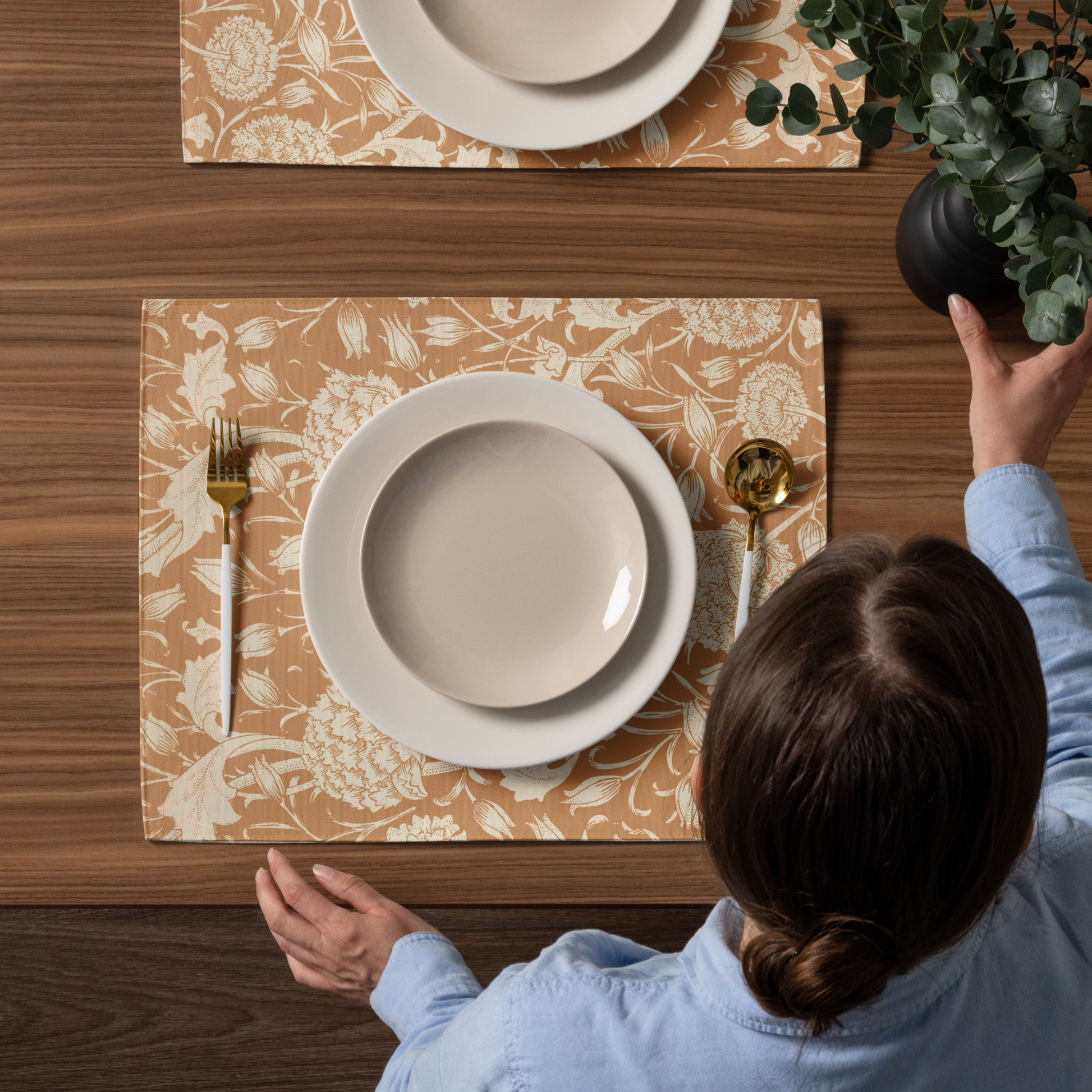 Brown Foral Placemat Set