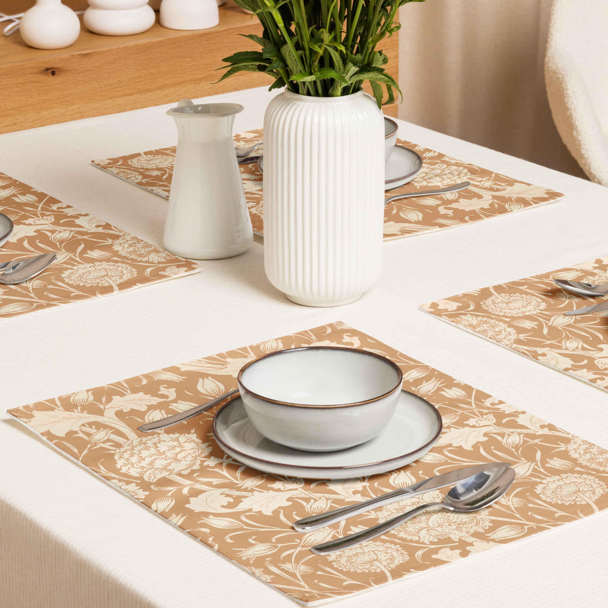 Brown Foral Placemat Set