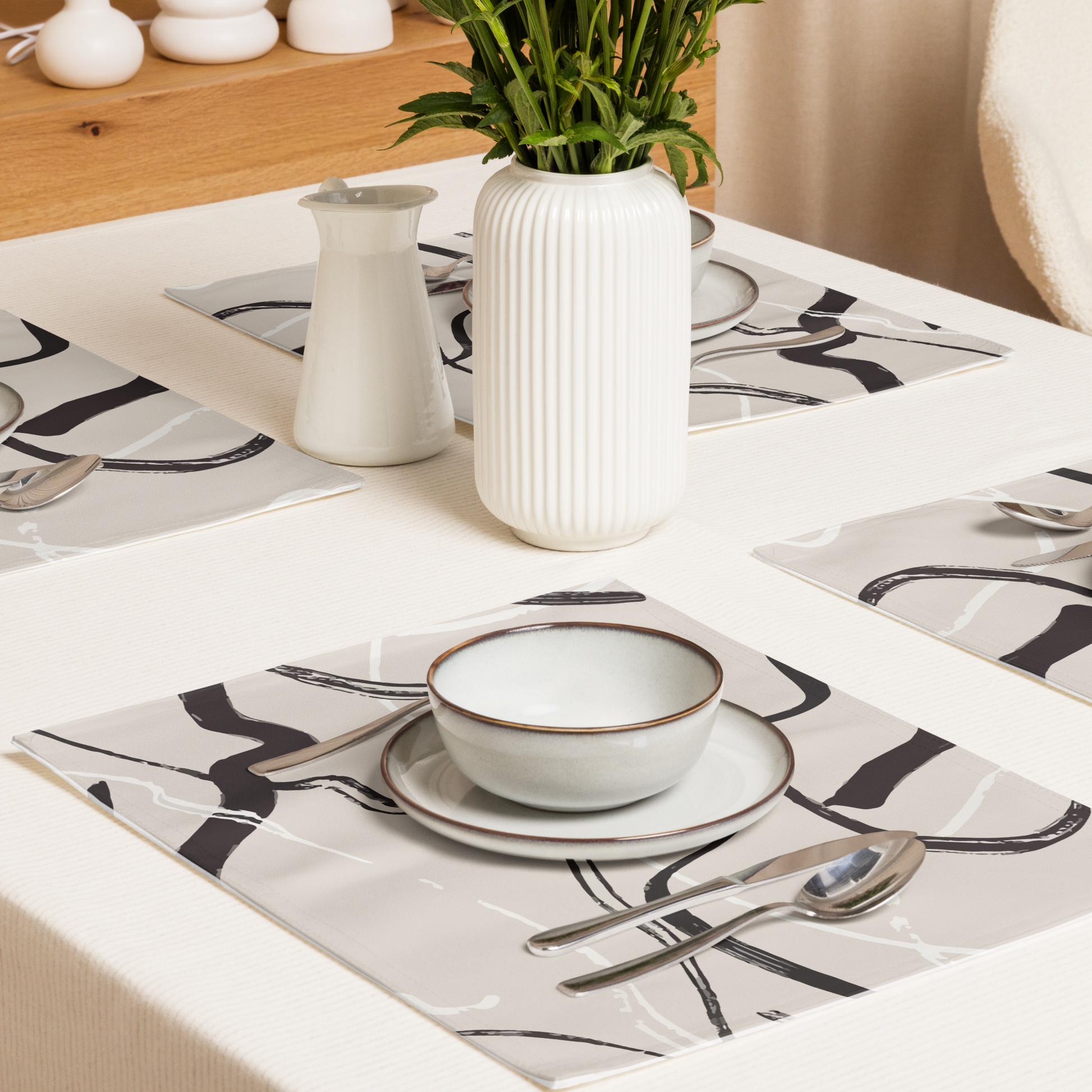 Black & White Line Placemat Set