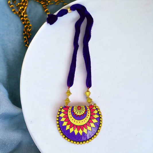 Purple Tribal Essence Earthen Clay Necklace