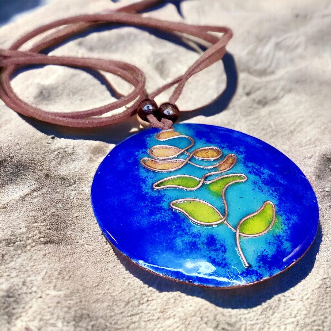 Handmade Treow Copper Enamel Necklace